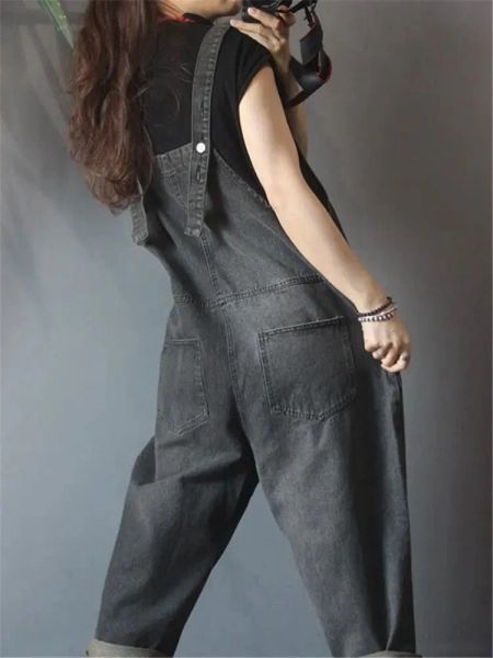 Lâche Rompers Rompers Femmes Jumps Coix de combinaison Straps décontractés Jeans Salopes Vintage Patch Designs Denim Bib Pantalon Baggy