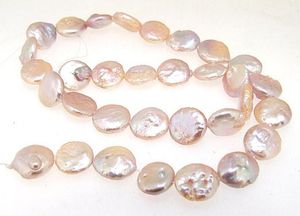 Bijoux en perles en vrac, 11-12 mm pièce de monnaie perle d'eau douce perle de culture couleur lavande un brin complet perles en vrac 15''