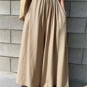 Taille lâche Nouvel été Femmes Pantalons à jambes larges Nouvelle femme Pantalon ample Femme Oversize Maxi Lin Harem Pantalon Taille Haute Coton Q0801