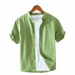 Lâche Summer Casual manches courtes Cott chemise en lin hommes artistique vêtements en lin à manches larges adolescents style coréen L3If #