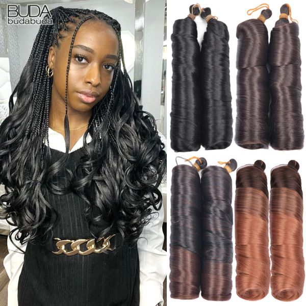 Onde en vrac tresses en boucles en boucles synthétiques curl espagnol curl boucles françaises tresser les extensions de cheveux 24 '' attachement bouclé pour les femmes