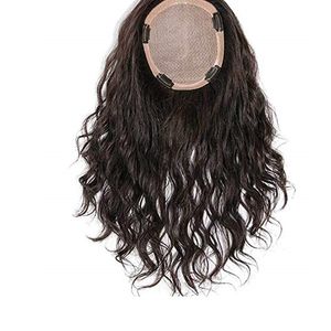 Toppers de cheveux européens à base de soie ondulée lâche pour les femmes avec des cheveux clairsemés, base de la peau supérieure en soie, postiche de toupet de cheveux humains à clip ins 6x6