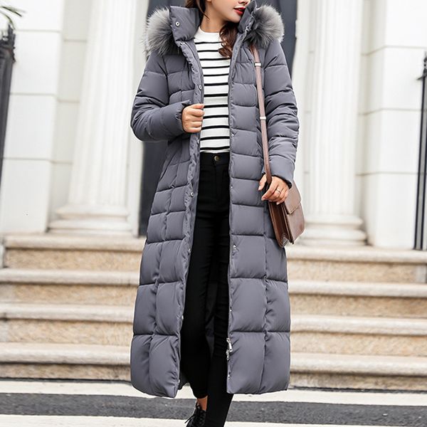 LOOZYKIT 2019 Nouveau Style Manteau À La Mode Femmes Veste D'hiver Coton Rembourré Chaud Maxi Puffer Manteau Dames Longs Manteaux Parka Femme Veste V191111