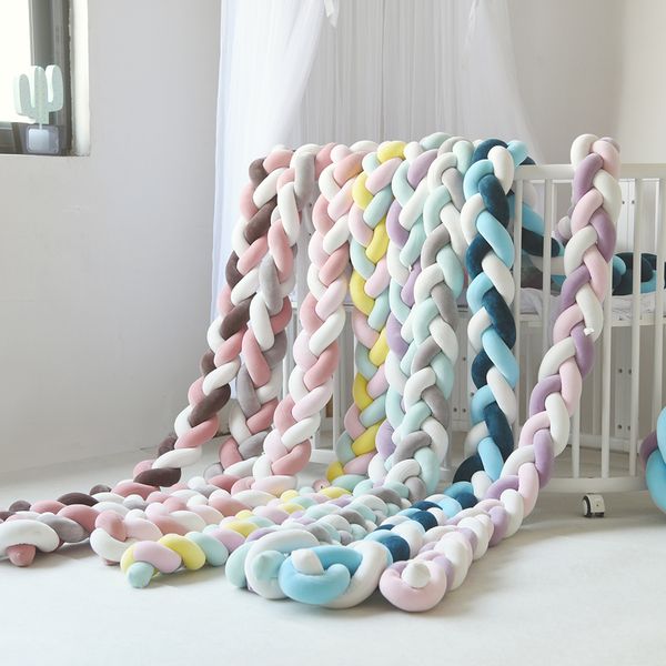 Loozykit lit tresse nœud coussin pare-coussin pour bébé baby-berceau protecteur de la chambre de la chambre de lit