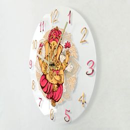 Lord Ganesh Mur Horloge traditionnel Indian Home décor dieu Mantra Regardez Vinayaka Ganesha Ganapati Hindu TalanSieces croyants Gifts