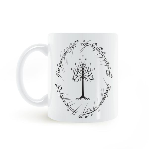 El Señor de los anillos inspiró el árbol blanco de gondor Taza de café Taza de cerámica para leche Regalos creativos DIY Tazas de decoración para el hogar 11 oz C230