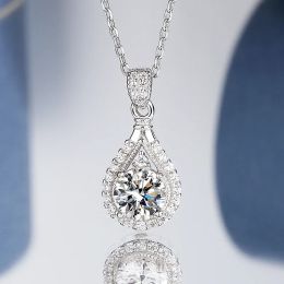 LORIELE 100% réel Collier Moisanite pour les femmes VVS Round Cut Diamond Pendant pour petite amie bijoux S925 Sterling Silver Gra