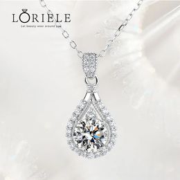 LORIELE 100% Collier réel pour les femmes VVS VV Round Cut Diamond Pendant petite amie Bijoux S925 STERLING Silver Gra 240515
