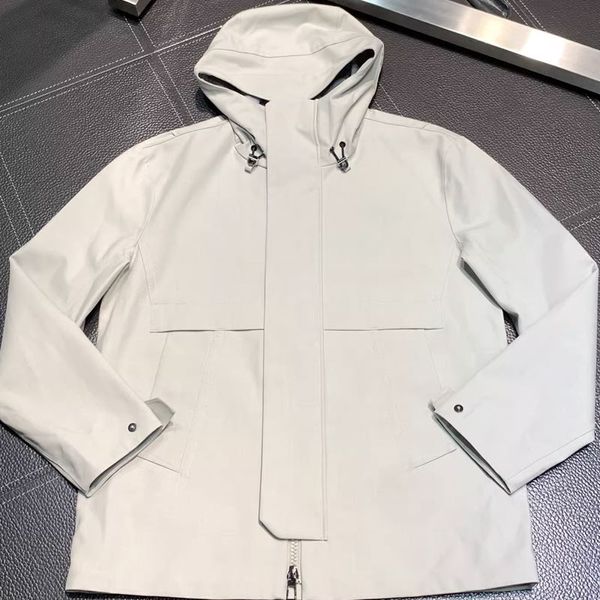 Loro * Piana Veste d'hiver pour homme en laine mélangée avec capuche et fermeture éclair Blanc Gris