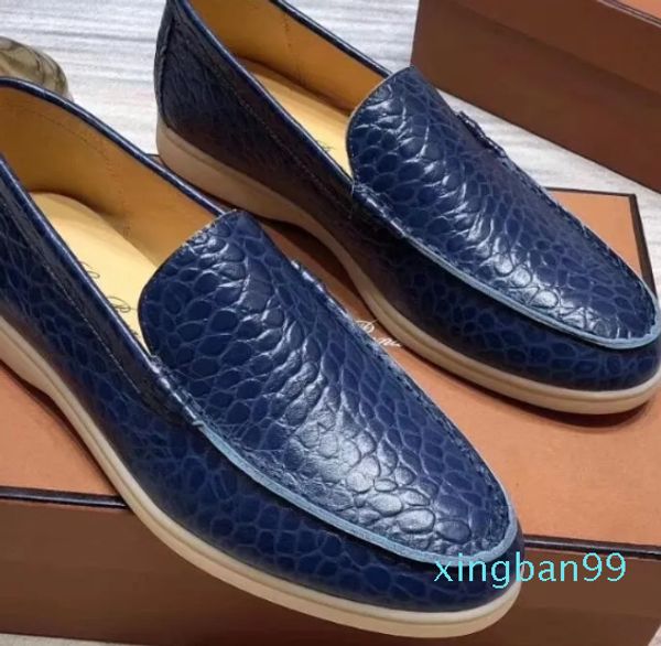 Loro * chaussures piana cuir de qualité supérieure marche véritable crack mens designer de luxe imprimé léopard appartements robe de conduite chaussure officielle grande