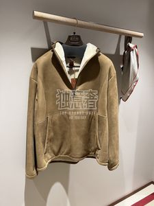 Loro * Piana Winter Pull à capuche pour homme avec fermeture éclair Camel