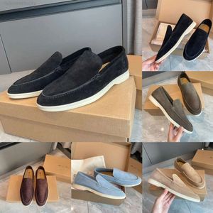 Loro Piano 2023 Hommes LP chaussures mocassins décontractés plat bas en daim cuir de vache Oxfords mocassins été marche confort mocassin sans lacet semelle en caoutchouc appartements EU38-45