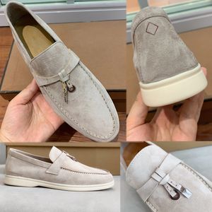 Loro Piano Brand Walk Loafers Dames enkele schoenen Bean Schoenen Casual schoenen Seasons Handtekening op bovenste kasjmier materiaal bodem loafers