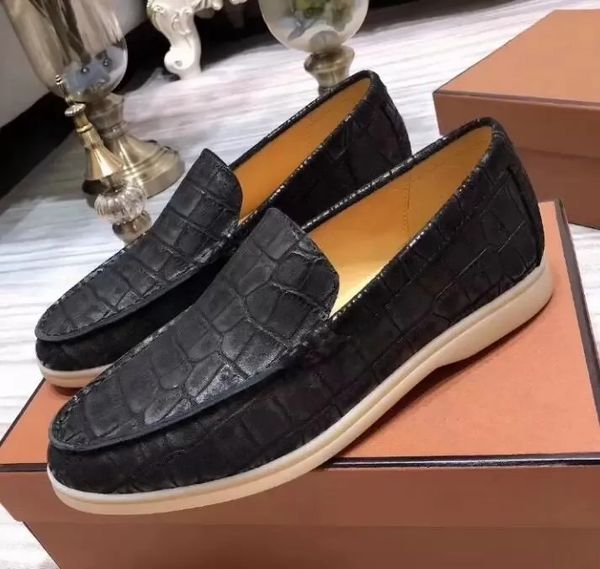 Loro Piano Casual Mode Pierre Cuir Nubuck Chaussures Hommes Marche Robe Chaussures De Luxe Designer Mâle Appartements Loisirs Conduite Chaussure Formelle Grande Taille 45 46