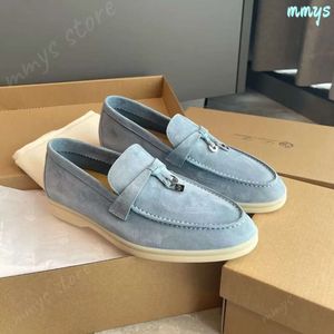 Loro piano casual schoenen Loafers plat lage top suede lederen oxfords mocassins zomer walk comfort slip op heren designer rubber zool flats