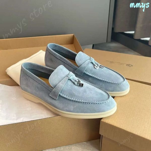 Loro Piano Casual Chores Muisseurs appartement bas bas en top en daim en cuir oxfords oxfords Moccasins Summer Reconfort Slip on Mens Designer Rubber Sole Flats