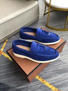 Loro Piano Couples Charms LP Walk Shoes Summer Embellifhed Suede Locs Goic Cuir Casual Slip on Flats for Men Luxury Designer Flat Robe K8ee