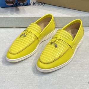 Loro Piano Echt leer Casual geweven platte schoenen Ademende schoenen Enkele schoenen Dames luxe ontwerper Comfortabele handgemaakte zachte zool beste kwaliteit