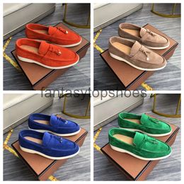 Loro Piano LP Designer Luxury And Mens Women Flats Shoe Real Le cuir confortable Walk Lazy Driving Robe Chaussures Robe Flat Shoe Factory Footwear