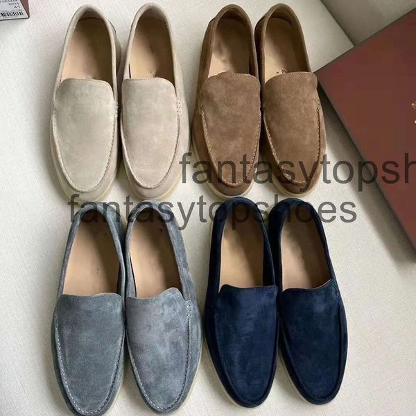Loro Piano LP Designer Suede Real Casual Photo Walking Shoes Charms Embellie Walk Loafers Couple Véritable Mentille Slip on Flats for Men 38-46 HTGF