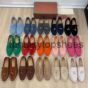 Loro Piano LP Italiaans kanaalmerk Houjie goederen Dongguan Suede Comfort Soft Tassel platte bodem Casual schoenen Dames echte leerschoenen