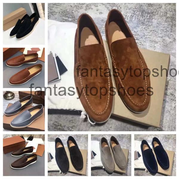 Loro Piano LP Lorospianasl Embellie Suede Walk Charms Couples Reulcine Casual Slip on Flats for Men Luxury Designers Flat Robe Shoe Factory