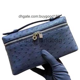 Loro Piano LP LoroSpianasl LP19 Bag Lunch Women Bag Designer Make -uptas Echt lederen lederen canvas struisvogelsterk gestrande handtas tweewegs ritssluiting backpacktlkv