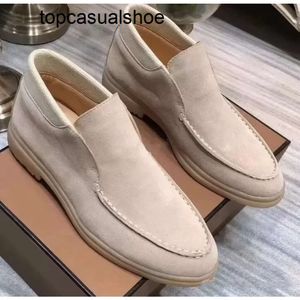 Loro Piano LP Lorospianasl Walk Suede Open Casual Shoes Boots Boots Fashion Femmes Slip on Mens Walking Flats Classic Classic Short Boot Designer Luxury For Unisexe Robe Shoe F