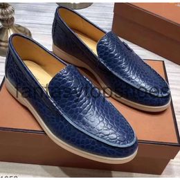 Loro Piano LP chaussures en cuir crack authentique chaussures de marche pour hommes concepteur de luxe léopard appartements de robe de conduite