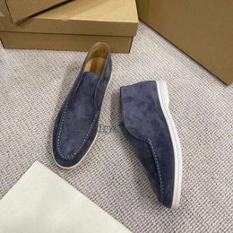 Loro piano Diseñador de lujo LP mocasines Zapatos casuales Botas de tobillo Moda Mujer Resbalón en los pisos para caminar de los hombres Diseñador de botas cortas clásicas para vestido unisexHV7E