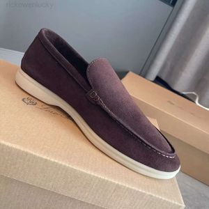 Loro Piano Chaussures de luxe Designer Hommes Casual LP Mocassins plats bas en daim Cuir de vache Oxfords Mocassins Été Marche Confort Mocassins Semelle en caoutchouc Appartements EU38-45