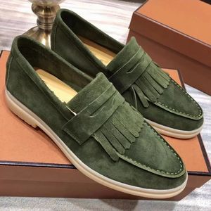 loro piano Heren Beste kwaliteit 23 Luxe Casual Designer Schoenen Loafers Platte Lage Top Suede Leer Oxfords Mocassins Zomer Walk Comfort Loafer Slip-on Loafer Rubber Sol