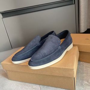 Loro Piano chaussures Mocassins décontractés plats pour hommes LP bas en daim Oxfords en cuir de vache Mocassins été marche confort mocassins sans lacet semelle en caoutchouc appartements avec boîte