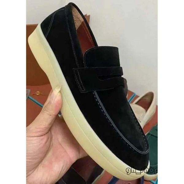 Loro Piano Shoes Años Nuevos Lp Zapatos para hombre 23 Zapatos Lefu de suela gruesa Zapatos casuales perezosos de fondo plano Zapatos de frijol de suela suave de moda Zapatos de lujo de diseñador 9053