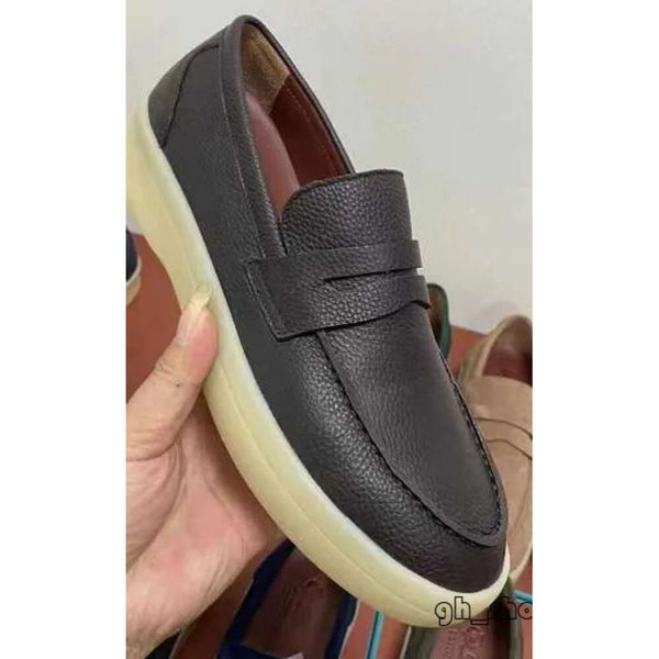 Loro Piano Shoes Años Nuevos Lp Zapatos para hombre 23 Zapatos Lefu de suela gruesa Zapatos casuales perezosos de fondo plano Zapatos de frijol de suela suave de moda Zapatos de lujo de diseñador 8124