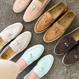 Loro Piano Summer Walk Femme Flat Heel Casual Shoe Man Man Tasman Mandons de luxe Robe en daim de créateur Chaussure Moccasin Slip on Outdoor Run Shoe Low Top Sneakers Cuir chaussures