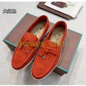 loro piano zomerwandeling Dames Platte hak Casual schoen man tasman loafers Luxe suède jurk Designer schoen mocassin slip on Outdoor hardloopschoen lage sneakers Leer A41