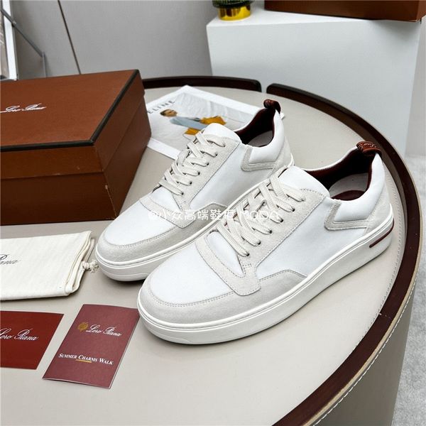 Loro Piano Summer White Chaussures Casual Walk Mens Mens Luxury Sneakers inverse Suede Real Leather LP Runner Chaussures Boîte de chaussures Tendance 39-46