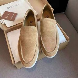 Loro piano zapato de alta calidad clásico de gamuza lp suela gruesa con suela plana zapato sencillo sencillo zapatos de mocasines para hombres FZ1T alta calidad