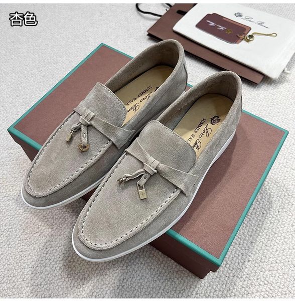 Loro Piano Femme Summer Walk Outdoor Dress Shoes Man Tasman Talage plat Classic Locs Low Top Top Luxury Suede Designer Shoe Moccasin Slip on Career Casual Casual Shoe 879
