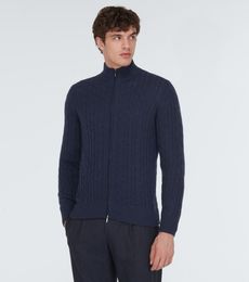 Loro Piano Hombres Suéter Europeo Diseñador Estilo Americano Invierno Cable-knit Cashmere Cardigan Camisas Casuales