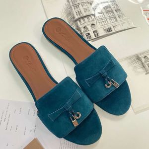 Loro Slippers Loro Pian Shoe Sandalen Flat Bottom Muller LP Hanger Franse slippers dragen Lazy echt leer buiten slippers hakken