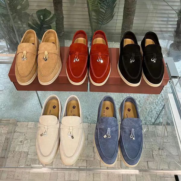 Loro Verano Zapato casual Correr Mocasines Mocasines planos Piana Lujo Diseñador Bajo Hombres Mujeres Zapatos de vestir Moda Tobillo Zapatilla de deporte Tenis Dama al aire libre Encantos Caminar Caminata Entrenadores