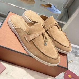 Loro Top Mule Piana Damesslippers Flats LP Loafers echte Suede Mocassin Maat 35-42 luxe Designer Schoenen Zomer Slip-Ons Deep Ocra Babouche Charms Walk 4412ess