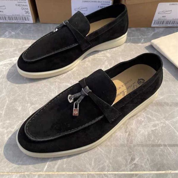 Loropiana Desiner Shoes Online Lp Lefu Shoes Zapatos de verano para mujer con zapatos perezosos Estilo británico Cuero genuino Retro Pea Shoes Mujer S8R0