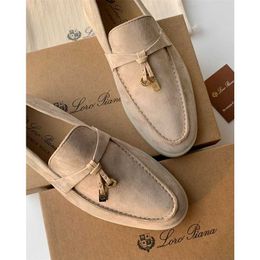 Loropiana Desiner Shoes Online Lucky Shoes Кожаная женская обувь Осенняя обувь Кашемировая замша на плоской подошве Удобная одинарная обувь Повседневная обувьAGOE