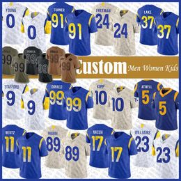 10 Cooper Kupp Aaron Donald voetbalshirt Matthew Stafford Puka Nacua Kyren Williams Tyler Higbee Carson Wentz Kobie Turner Byron Young Royce Freeman Quentin Lake