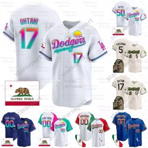 Los Angeles 17 Shohei Ohtani Dodgers Jerseys Vin Scully Patch Ohtani Connect Connect Jersey Dodger ohtani Gold Baseball Jersey Men femme femme jeunesse bébé bébé