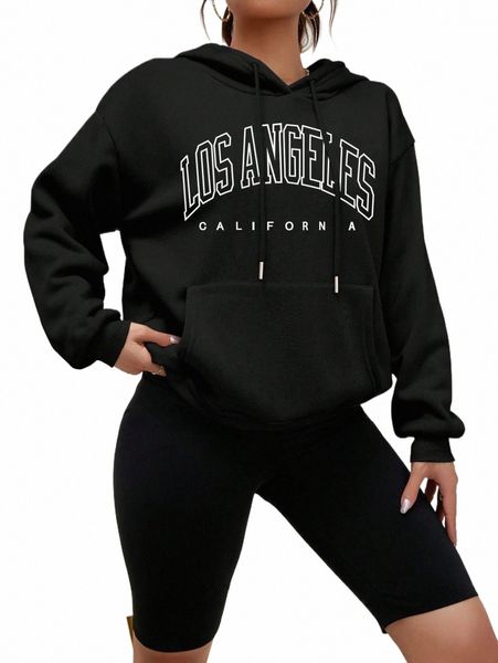Los Angeles Art Letter Design Femmes Streetwear Style américain Fi Sweat-shirt Automne Hip Hop Femme Sweats à capuche Casual Fleece Top h7bd #