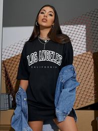 Los Angeles California USA Street T -shirt mode hiphop korte mouw katoen ademende tops losse oversized streetwear 240411